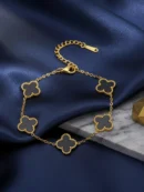 Midnight Black Clover Charm Bracelet