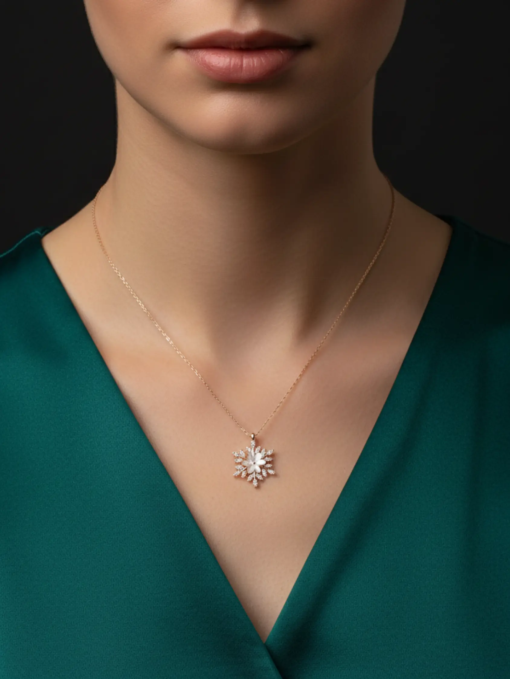 Elanam Eternal SnowBloom Pendant in Hallmarked 925 Sterling Silver with Rose Gold finish.