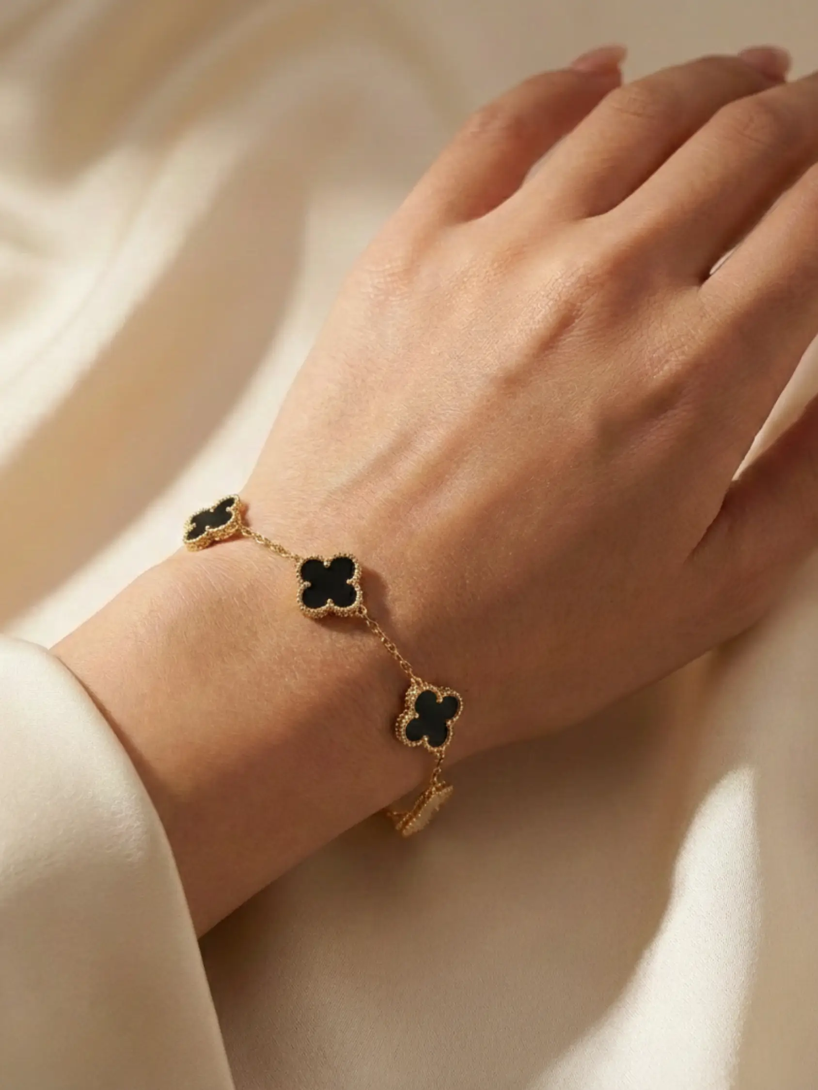 Midnight Black Clover Charm Bracelet - Image 2