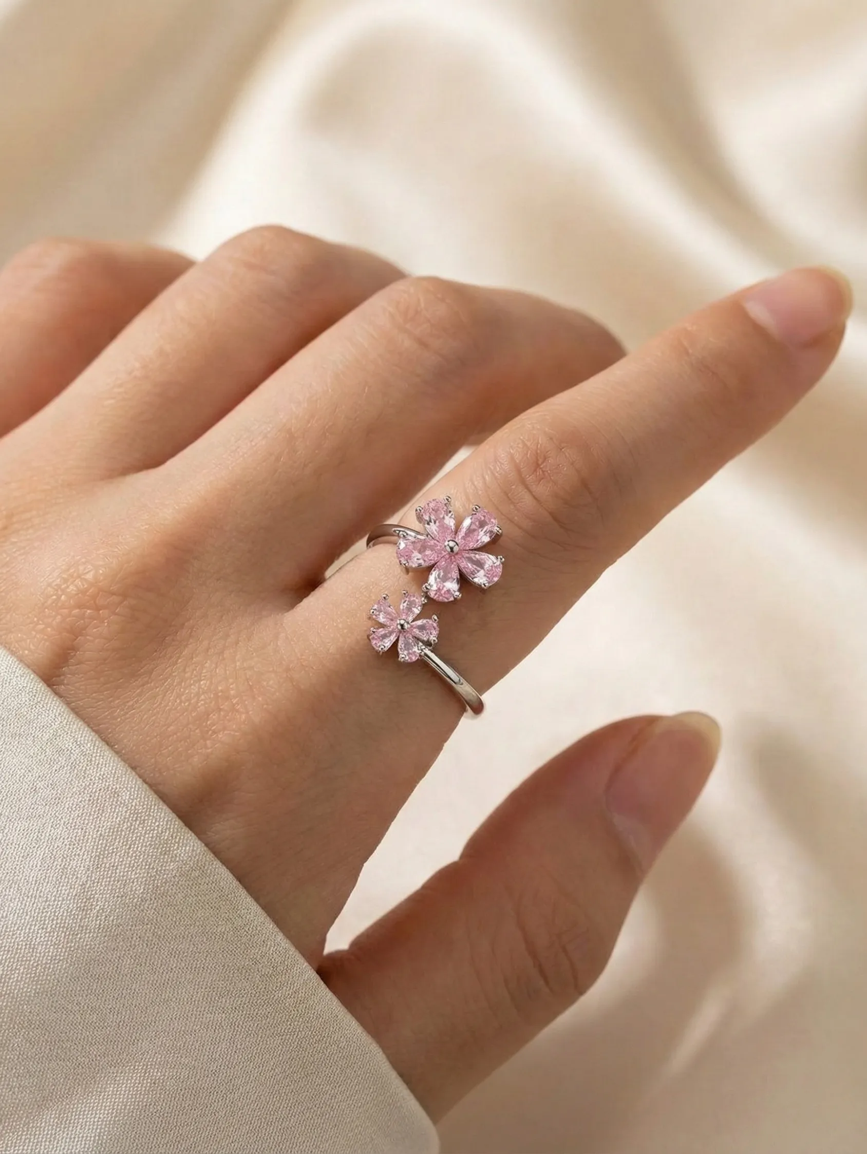 Pink Blossom Adjustable Ring