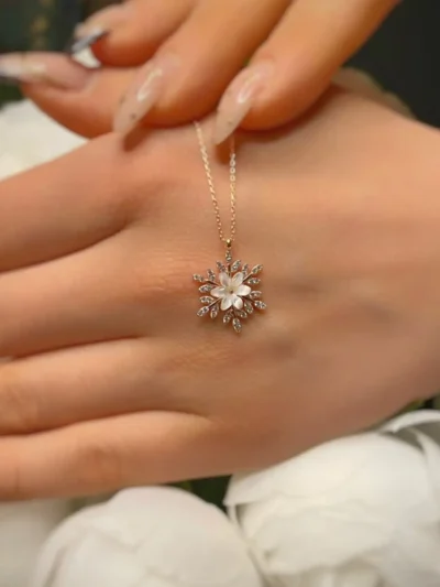 Elanam Eternal SnowBloom Pendant in Hallmarked 925 Sterling Silver with Rose Gold finish.