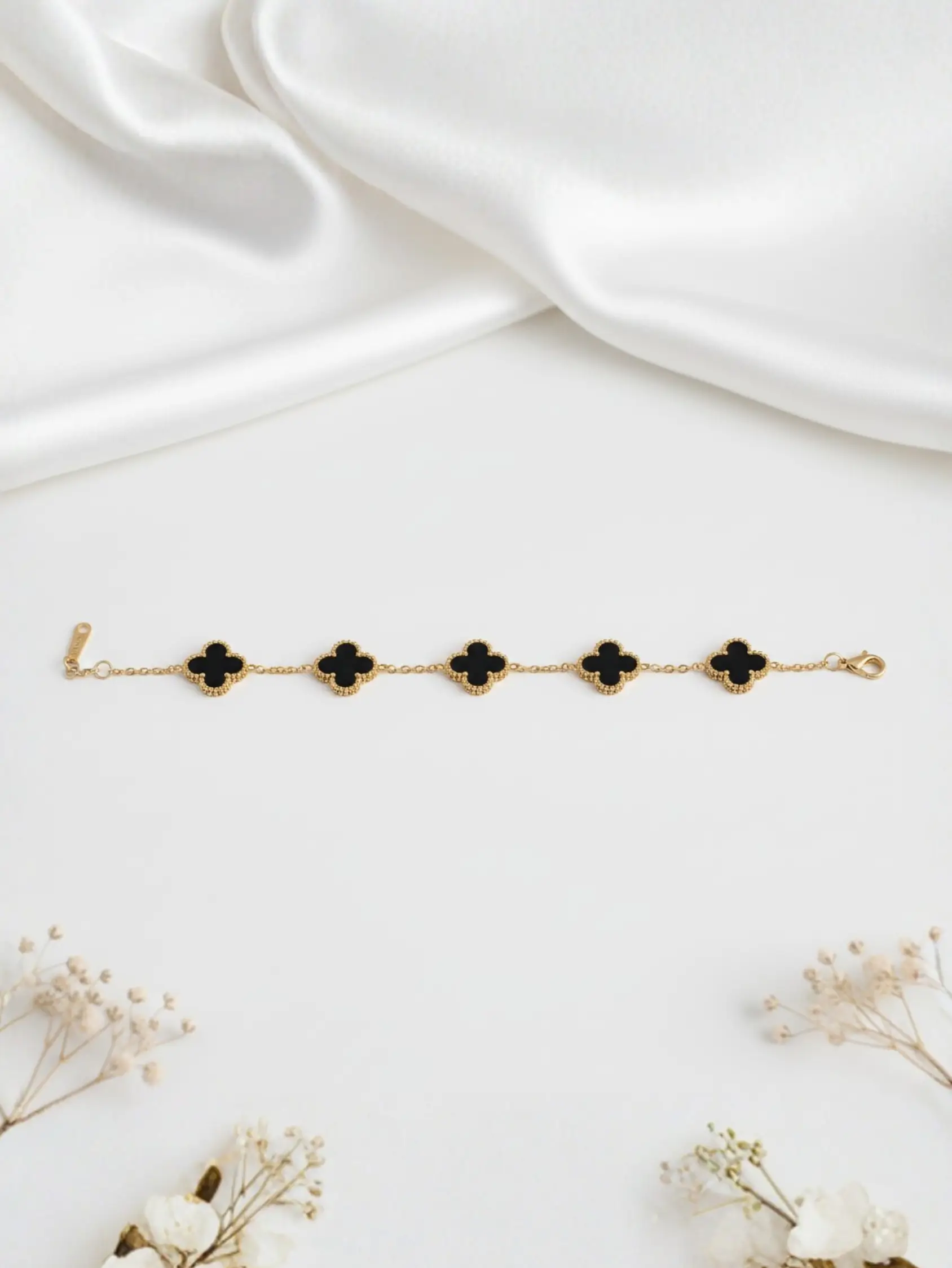 Midnight Black Clover Charm Bracelet - Image 3