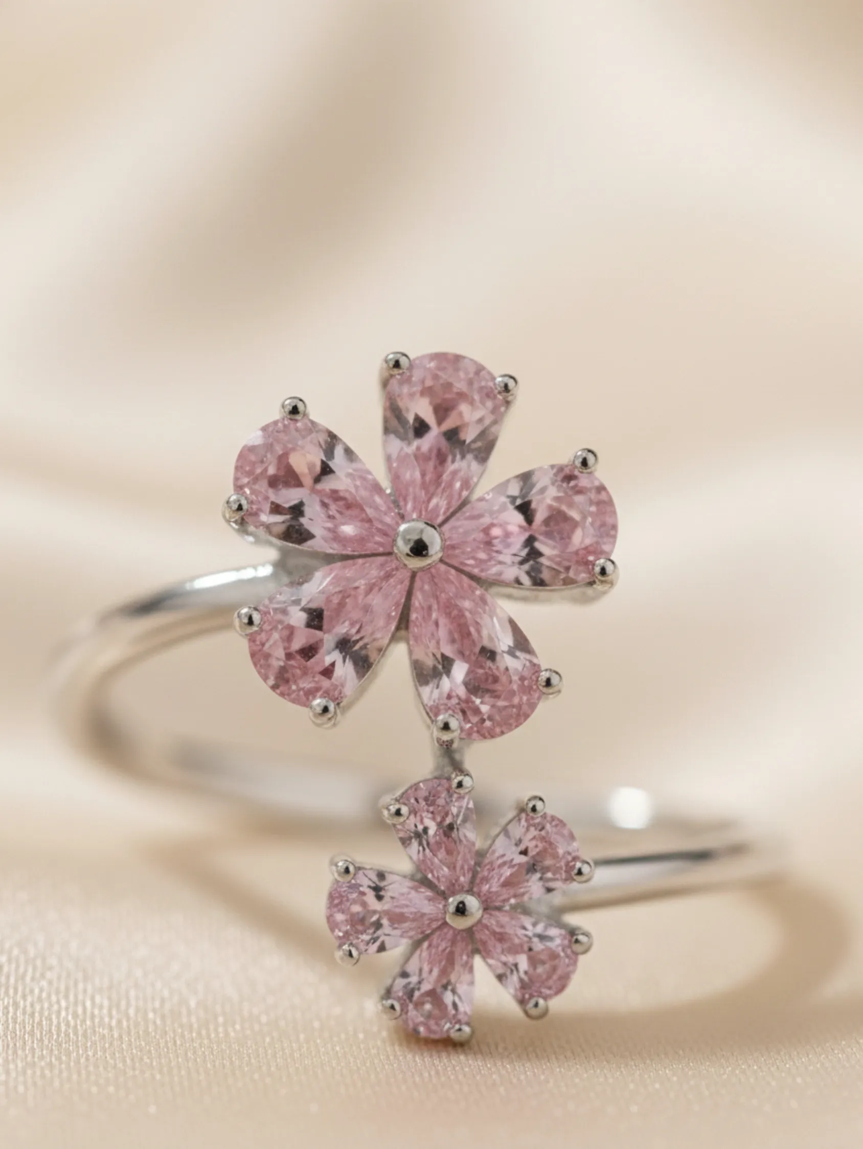 Pink Blossom Adjustable Ring - Image 3