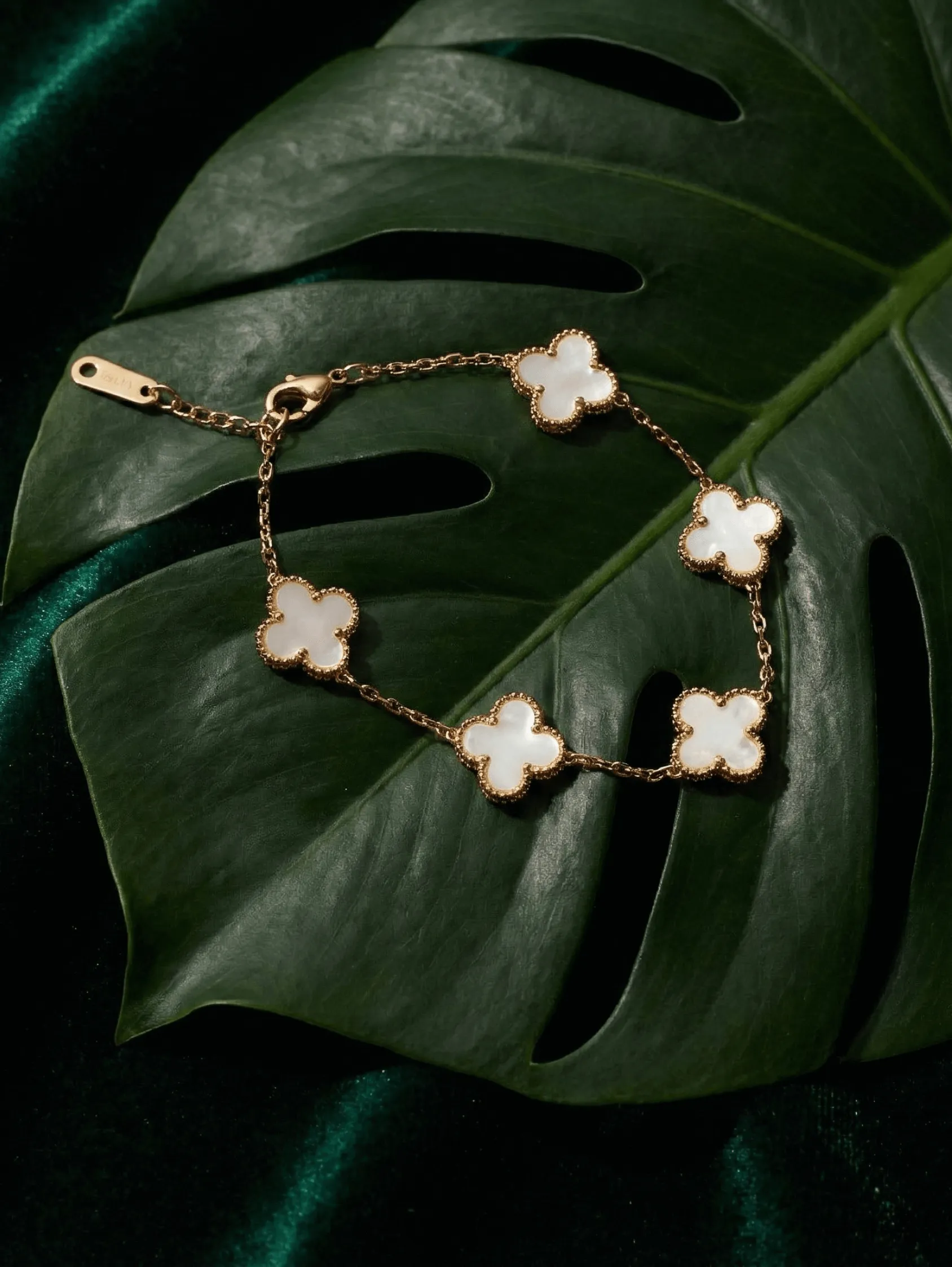 Ivory White Clover Charm Bracelet